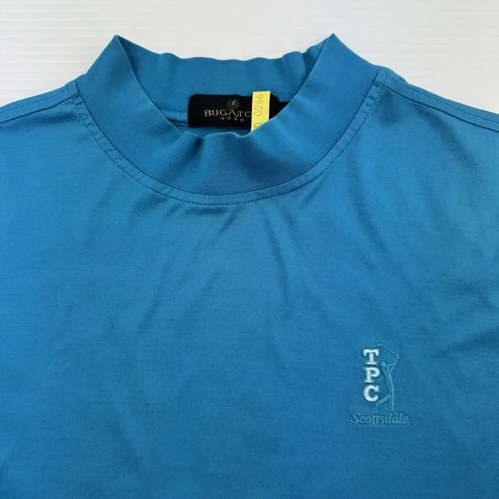 Bugatchi TPC Scottsdale Golf Shirt Mens M Blue Mercerized Cotton